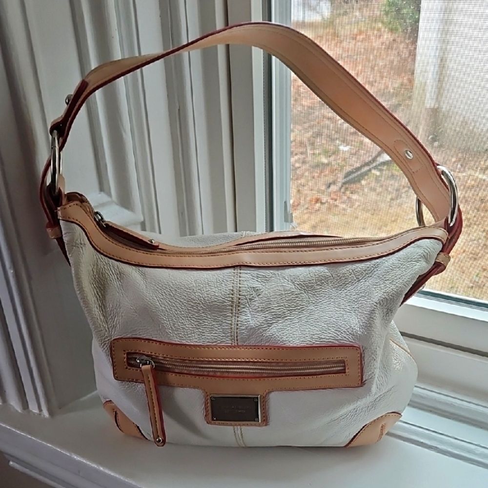 Vintage Tignanello Cream and Tan Leather Bag